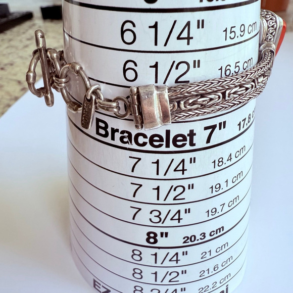 Sarda 30 CT Red Coral Bali 925 Sterling Silver 7.5mm Triple Chain Bracelet - Picture 9 of 12